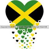 Country Map Nation National Design Element Flag Color Heart Falling Emblem Symbol Global Official Jamaica Jamaican Rasta Reggae Rastafari Caribbean Island Logo Clipart SVG