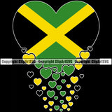 Country Map Nation National Design Element Color Falling Heart Black Color Background Emblem Badge Jamaica Jamaican Rasta Reggae Rastafari Caribbean Symbol Icon Global Sign Logo Clipart SVG