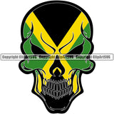 Country Map Nation National Skull Skeleton Color Design Element Head Color Eyes Emblem Badge Symbol Rasta Reggae Rastafari Caribbean Island Global Official Sign Logo Clipart SVG