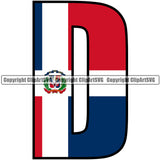 Country Letter Color Design Element Map Nation National Flag Dominican Republic Latin Latino Latina Spanish Caribbean Island Emblem Badge Symbol Icon Global Official Sign Logo Clipart SVG