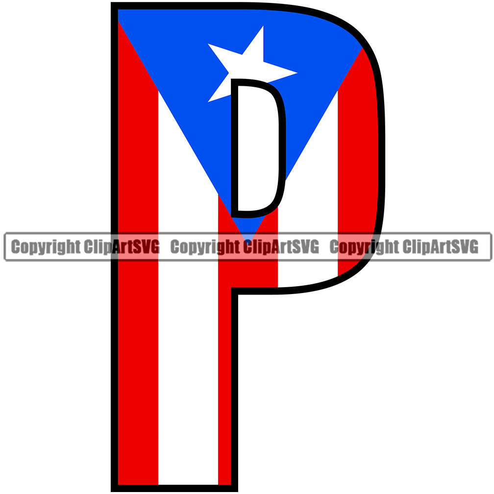 Country Map Nation National Letter Puertorico USA Flag Color Design ...