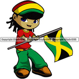 Country Map Nation National Cute Little Boy Black Hair Reggae Jamaica Hair Color Design Element Emblem Badge Jamaican Rasta Reggae Rastafari Caribbean Island Symbol Icon Global Official Sign Logo Clipart SVG