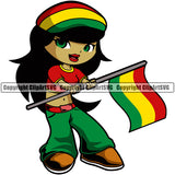 Country Map Nation National Cute Little Girl Black Hair Reggae Color Hair Hand Flag Design Element Emblem Badge Symbol Rasta Reggae Rastafari Caribbean Island Jamaica Global Official Sign Logo Clipart SVG