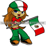 Country Map Nation National Cute Little Girl Blonde Hair Mexico Emblem Badge Symbol Icon Global Mexico Mexican Flag Latin Latino Latina Spanish Caribbean Sign Logo Clipart SVG