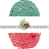 Country Map Nation National Color Mexico Finger Print Design Element Emblem Mexican Flag Latin Latino Latina Spanish Caribbean Island Symbol Icon Official Sign Logo Clipart SVG