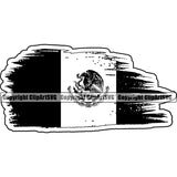 Country Map Nation National Mexican Distressed Flag Black And White Color Design Element Emblem Mexican Latin Latino Latina Spanish Caribbean Island Symbol Global Official Sign Logo Clipart SVG1