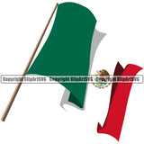 Country Map Nation National Mexico Flag Pole Wavy Color Design Element Emblem Badge Symbol Icon Global Latin Latino Latina Spanish Caribbean Mexican Official Sign Logo Clipart SVG