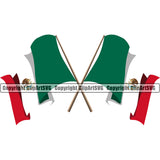 Country Map Nation Mexican Pole Wavy Flag Crossed Color Design Element Emblem Badge Symbol Global Official Latin Latino Latina Spanish Caribbean Island Mexico Logo Clipart SVG