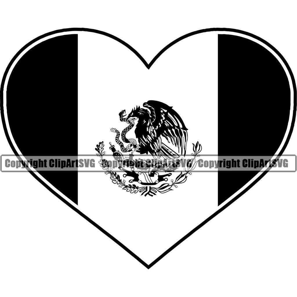 mexican flag clipart black and white