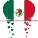 Country Map Nation National Mexico Hearts Falling Color Design Element Emblem Badge Symbol Icon Global Official Mexican Flag Latin Latino Latina Spanish Caribbean Island Logo Clipart SVG