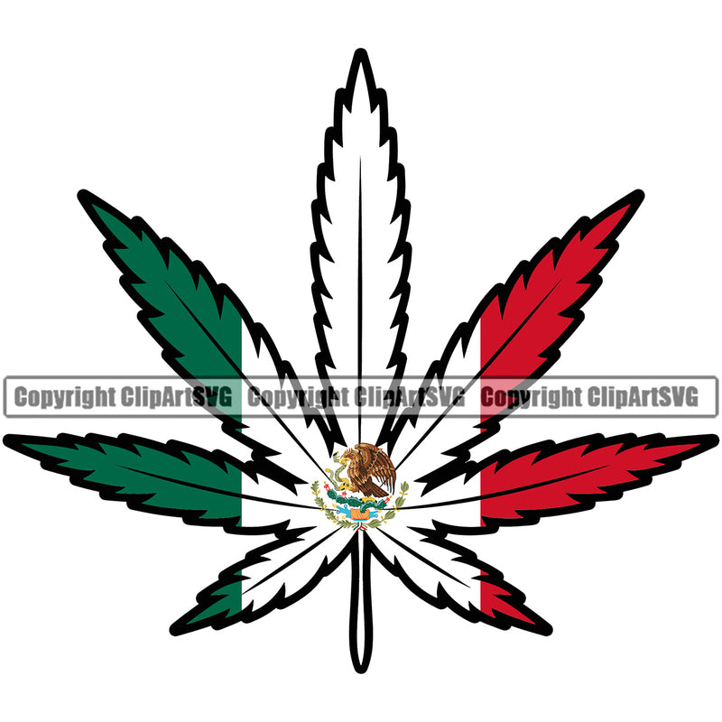Country Map Nation National Mexico Marijuana Leaf Color Design Element Emblem Badge Symbol Global Mexican Flag Latin Latino Latina Spanish Caribbean Island Sign Logo Clipart SVG