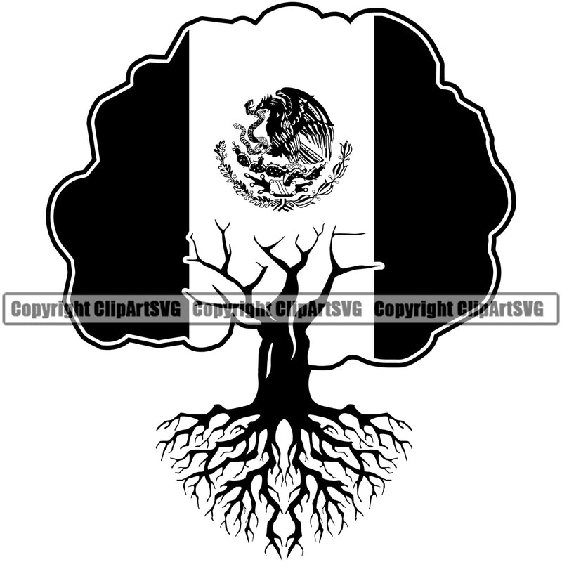 Country Map Nation National Mexico Tree Roots Born Design Element Emblem Badge Symbol Icon Mexican Latin Latino Latina Spanish Caribbean Island Global Official Sign Logo Clipart SVG