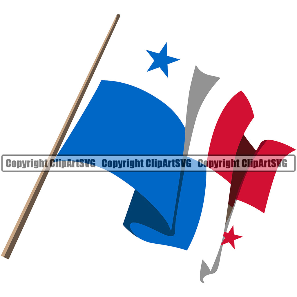 Country Map Nation National Panama Panamanian Flag Pole Wavy Color Design Element Emblem Badge Symbol Icon Global Official Sign Logo Clipart SVG