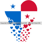 Country Map Nation National Panama Flag Falling Hearts Design Element Panamanian Color Flag Emblem Badge Symbol Icon Global Official Sign Logo Clipart SVG