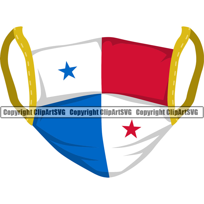 Country Map Nation National Panama Country Flag Color Design Element Mask Panamanian Emblem Badge Symbol Icon Global Official Sign Logo Clipart SVG