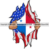 Country Map Nation National Panama Panama Rip Shirt Open USA United State Color Design Element Panamanian Flag Emblem Badge Symbol Icon Global Official Sign Logo Clipart SVG