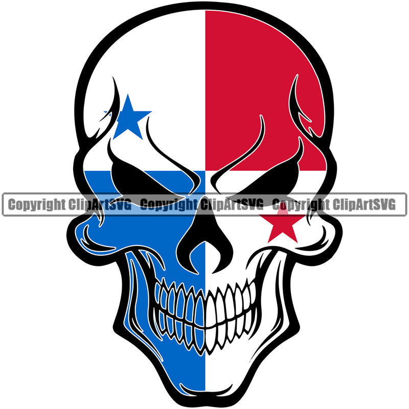 Country Map Nation National Skull Skeleton Panama Panamanian Flag Head Color No Eyes Design Element Emblem Badge Symbol Icon Global Official Sign Logo Clipart SVG