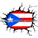 Country Map Nation National Flag Cracked Wall Color Distressed Design Element Emblem Badge Symbol Icon Puerto Rico Rican Flag Latin Latino Latina Spanish Caribbean Island Official Sign Design Logo Clipart SVG