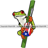 Country Map Nation National Puerto Frog With Guitar Color Design Element Rico Rican Flag Latin Latino Latina Spanish Global Official Sign Logo Caribbean Island Badge Symbol Icon Clipart SVG