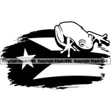 Country Map Nation National Puerto Frog On Flag Design Element Emblem Badge Icon Global Latin Latino Latina Spanish Caribbean Island Sign Design Logo Clipart SVG