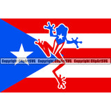 Country Map Nation National Puerto Frog On Flag Back Side Color Design Element Emblem Badge Symbol Icon Global Puerto Rico Rican Latin Latino Spanish Caribbean Island Design Logo Clipart SVG