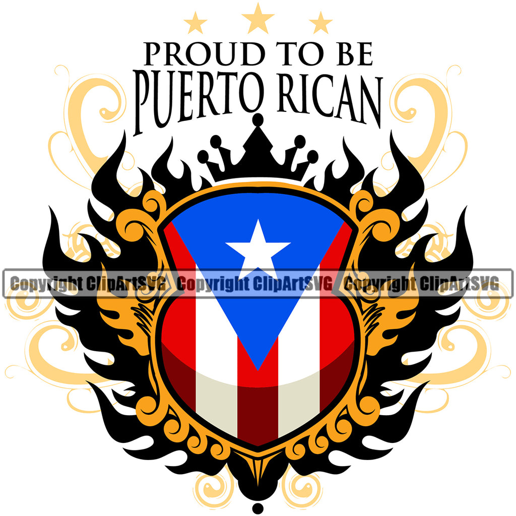 Country Map Nation National Flag Puerto Proud To Be Puerto Rican Color Quote Text Design Element Emblem Badge Symbol Icon Global Caribbean Island Sign Latin Latino Latina Spanish Logo Clipart SVG