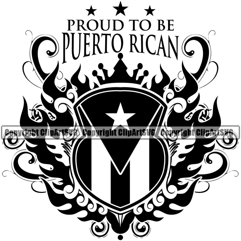 Country Map Nation National Flag Puerto Proud To Be Puerto Rican Quote Text Design Element Emblem Badge Symbol Icon Global Sign Latin Latino Latina Spanish Caribbean Island Logo Clipart SVG