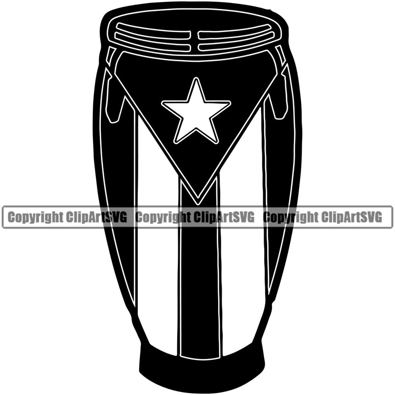 Country Map Nation National Puerto Rico Single Bongo Flag Emblem Badge Rican Latin Latino Latina Spanish Caribbean Island Icon Global Official Sign Design Logo Clipart SVG