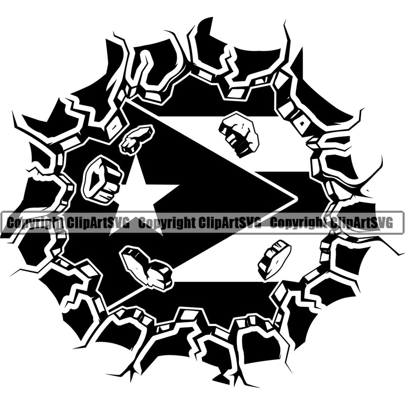 Country Map Nation National Flag Puerto Rico Crack Design Element Emblem Badge Symbol Icon Global Rico Rican Flag Latin Latino Latina Spanish Caribbean Island Sign Design Logo Clipart SVG