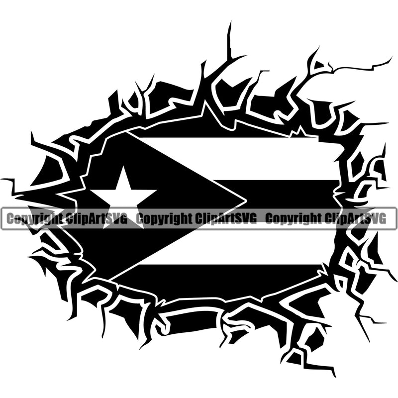 Country Map Nation National Puerto Rico Crack Flag Design Element Emblem Badge Symbol Icon Latin Latino Latina Caribbean Island Official Sign Design Logo Clipart SVG