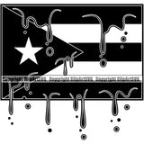 Country Map Nation National Puerto Rico Drip Flag Square Black Design Element Emblem Badge Symbol Icon Global Rican Flag Latin Latino Latina Spanish Caribbean Island Sign Design Logo Clipart SVG