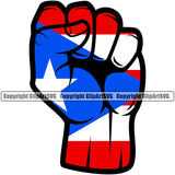 Country Map Nation National Flag Puerto Rico Fist Power Color Design Element Emblem Badge Symbol Icon Global Official Sign Design Latin Latino Latina Spanish Caribbean Island Clipart SVG