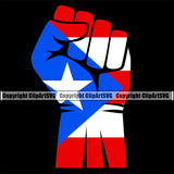 Country Map Nation National Flag Puerto Rico Fist Color Punch Color Black Background Design Element Emblem Badge Symbol Latin Latino Latina Spanish Caribbean Island Global Official Sign Design Logo Clipart SVG