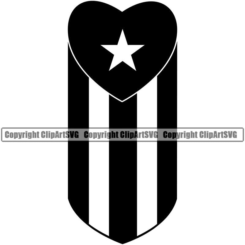Country Map Nation National Puerto Rico Flag Down Heart Design Element Emblem Badge Symbol Icon Global Official Sign Latin Latino Latina Spanish Caribbean Island Rico Logo Clipart SVG