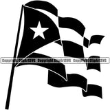 Country Map Nation National Puerto Rico Pole Wavy Country Flag Design Element Emblem Badge Symbol Icon Global Latina Spanish Caribbean Island Sign Design Logo Clipart SVG