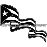 Country Map Nation National Puerto Rico Flag Wavy Long Emblem Badge Symbol Icon Global Official Latin Latino Latina Spanish Caribbean Island Logo Clipart SVG