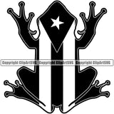 Country Map Nation National Puerto Rico Frog Top Fat Half Design Element Emblem Badge Symbol Flag Latin Latino Latina Spanish Caribbean Island Global Official Sign Design Logo Clipart SVG