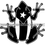 Country Map Nation National Puerto Rico Frog Top Fat Full Design Element Emblem Badge Symbol Flag Latin Latino Latina Spanish Caribbean Island Global Official Sign Design Logo Clipart SVG