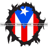 Country Map Nation National Puerto Rico Hand Hands Rip Ripping Pull Shirt Hole Flag Color Design Element Emblem Badge Rican Symbol Caribbean Island Icon Latin Latino Latina Spanish Global Official Sign Logo Clipart SVG