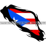 Country Map Nation National Puerto Rico Hand Hands Rip Ripping Pull Shirt Hole Flag Color Design Element Emblem Badge Rican Symbol Latin Latino Latina Spanish Official Sign Logo Caribbean Island Icon Global Clipart SVG