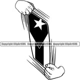 Country Map Nation National Puerto Rico Hand Hands Rip Ripping Flag Design Element Emblem Badge Rican Symbol Latin Latino Latina Global Official Sign Logo Spanish Caribbean Island Icon Clipart SVG