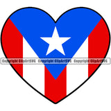 Country Map Nation National Puerto Rico Heart Down Flag Color Design Element Emblem Badge Rican Symbol Latin Latino Latina Spanish Caribbean Island Icon Official Sign Logo Clipart SVG