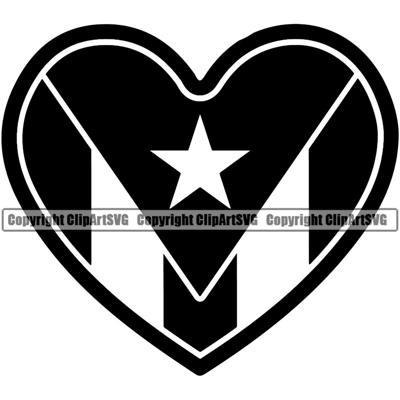Country Map Nation National Puerto Rico Heart Down Stroke Flag Design Element Emblem Badge Rican Symbol Latin Latino Latina Spanish Island Icon Global Official Sign Logo Clipart SVG
