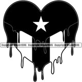 Country Map Nation National Puerto Rico Heart Drip Flag Black Color Design Element Emblem Badge Rican Symbol Latin Island Icon Global Official Sign Latino Latina Spanish Caribbean Clipart SVG