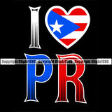 Country Map Nation National Puerto Rico I Love PR Color Quote Design Element Black Background Flag Emblem Badge Rican Symbol Latin Latino Latina Spanish Caribbean Island Icon Global Official Sign Logo Clipart SVG