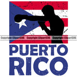 Country Map Nation National Puerto Rico Quote Boxing Logo Design Element Flag Emblem Badge Rican Symbol Latin Latino Latina Global Official Sign Logo Spanish Caribbean Icon Clipart SVG