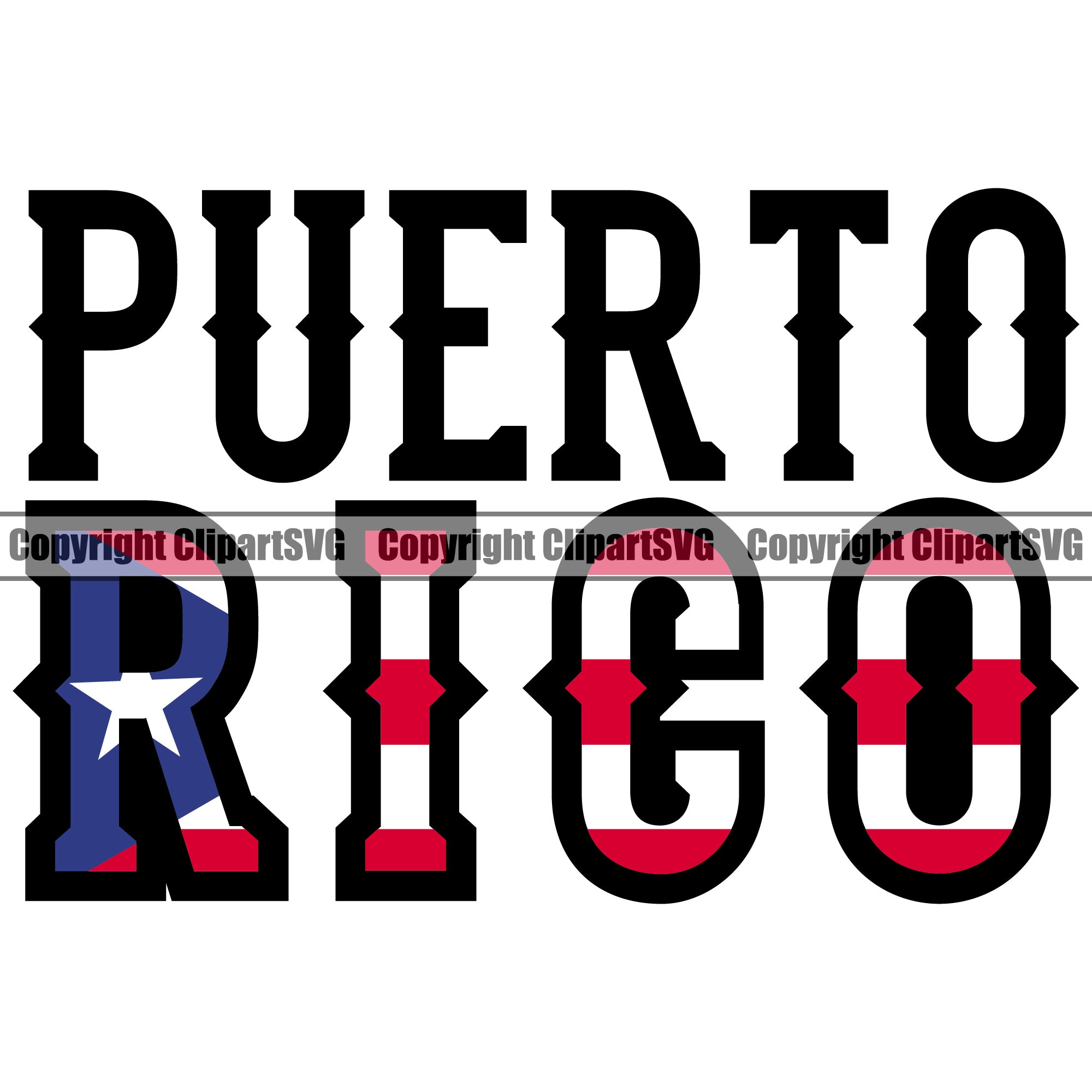 Country Map Nation National Puerto Rico Color Text Quote Design Element ...