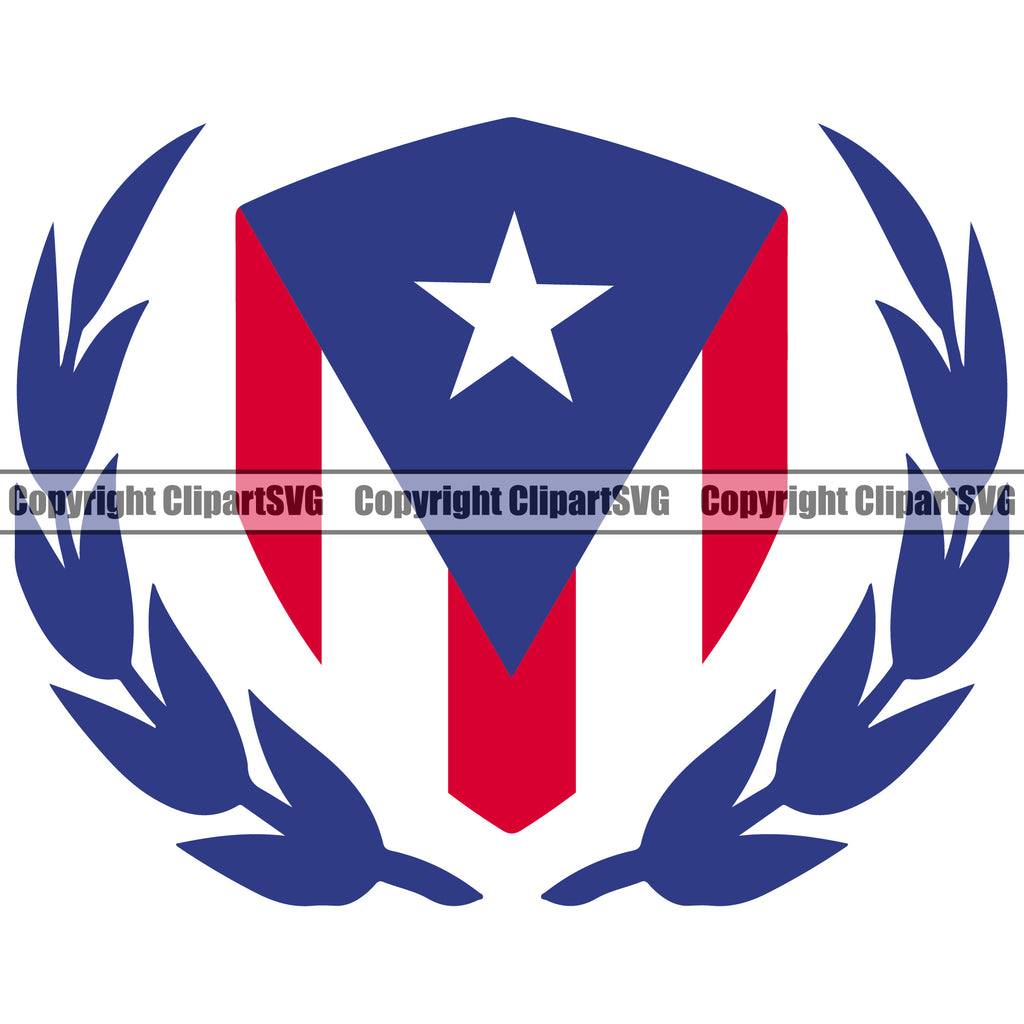 Country Map Nation National Puerto Rico Flag Emblem Badge Rican Color Design Element Symbol Latin Latino Latina Spanish Caribbean Island Icon Global Official Sign Logo Clipart SVG