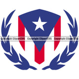 Country Map Nation National Puerto Rico Flag Emblem Badge Rican Color Design Element Symbol Latin Latino Latina Spanish Caribbean Island Icon Global Official Sign Logo Clipart SVG