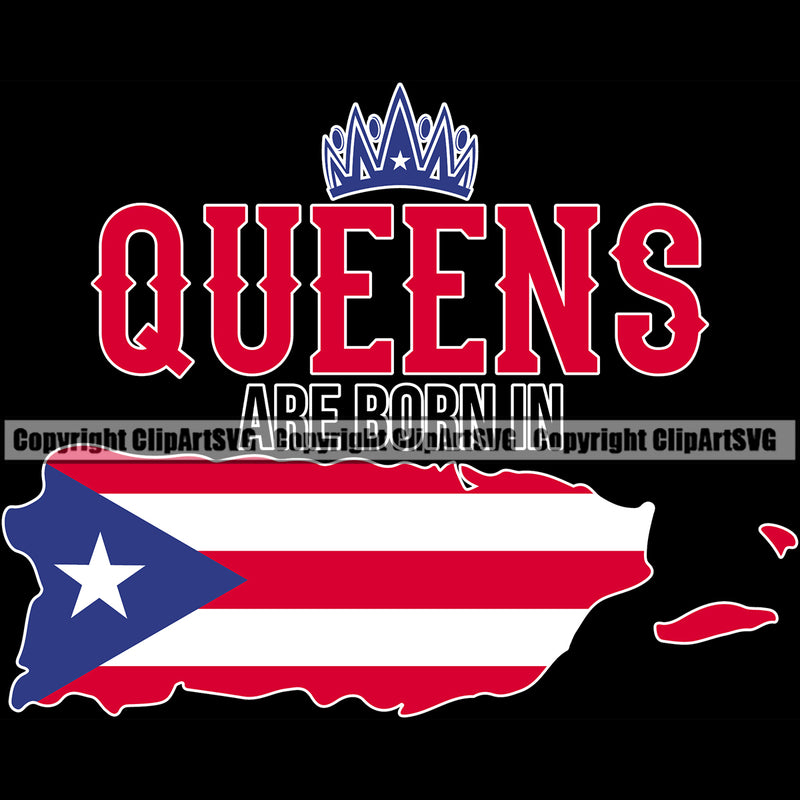 Country Map Nation National Puerto Rico Queen Quote Text Color Design Element Black Design Flag Emblem Badge Rican Symbol Latin Latino Latina Spanish Caribbean Island Icon Global Official Sign Logo Clipart SVG